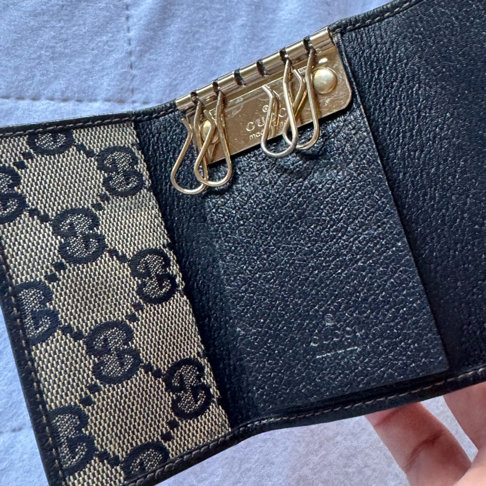 Gucci Monogram Black and Gold Key Case